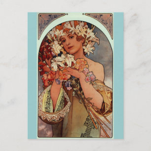 Flowers - by Alphonse Mucha Postcard