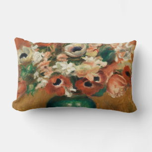 Flowers by Renoir Impressionist Art Painting Lumbar Cushion