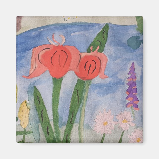 Flowers By The Lake Magnet (Front)
