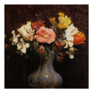 Flowers Camelias and Tulips, fine art, Poster