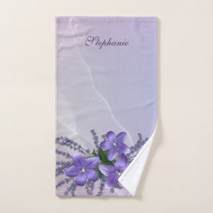 Flowers Campanula Lavender Light Purple Background Hand Towel