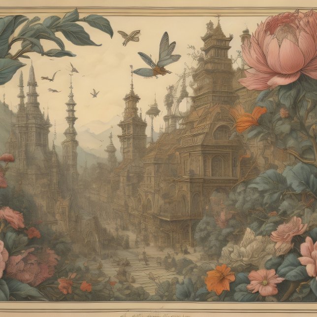 Flowers Castle & postcard cutting tissue paper (Creator Uploaded)