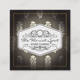 Flowers Catering Botanical Pattern Square Business Card