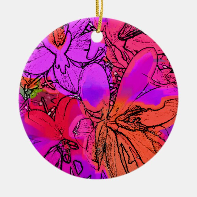 FLOWERS CERAMIC TREE DECORATION (Front)