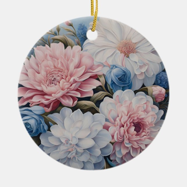 Flowers Ceramic Tree Decoration (Front)