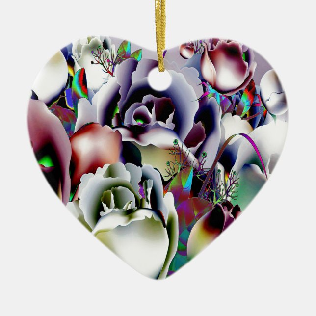 Flowers Ceramic Tree Decoration (Front)
