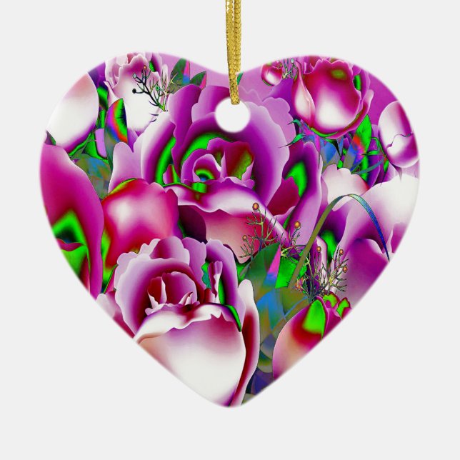 Flowers Ceramic Tree Decoration (Front)