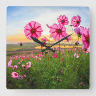 Flowers  Chiang Rai Province, Thailand Square Wall Clock