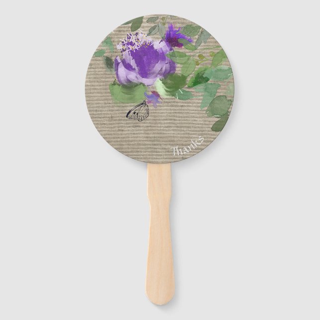 Flowers chic violet hand fan (Front)