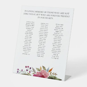  Flowers Class Reunion Memorial Up to 70 Names Pedestal Sign