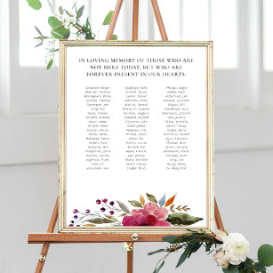 Flowers Class Reunion Memorial Up to 70 Names Poster