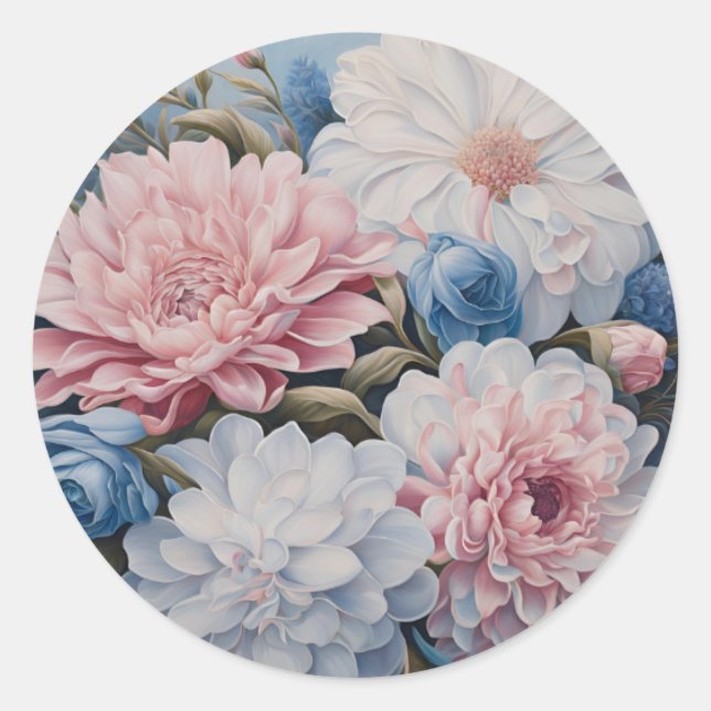 Flowers Classic Round Sticker (Front)