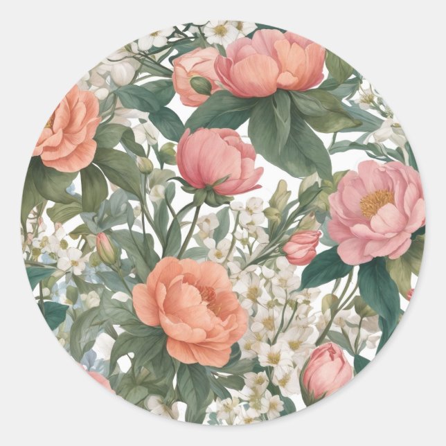 Flowers Classic Round Sticker (Front)
