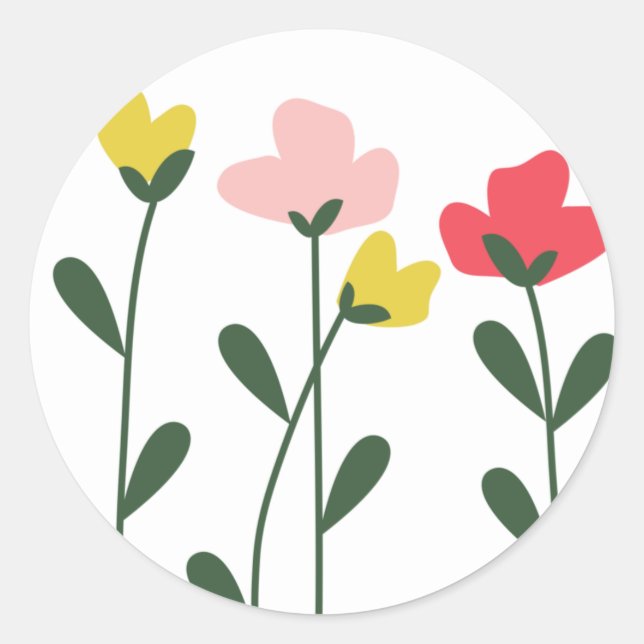 Flowers Classic Round Sticker (Front)