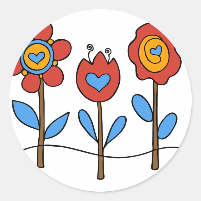 flowers classic round sticker (Front)