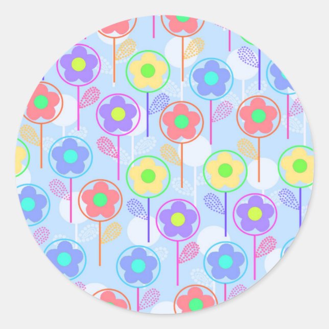 Flowers Classic Round Sticker (Front)