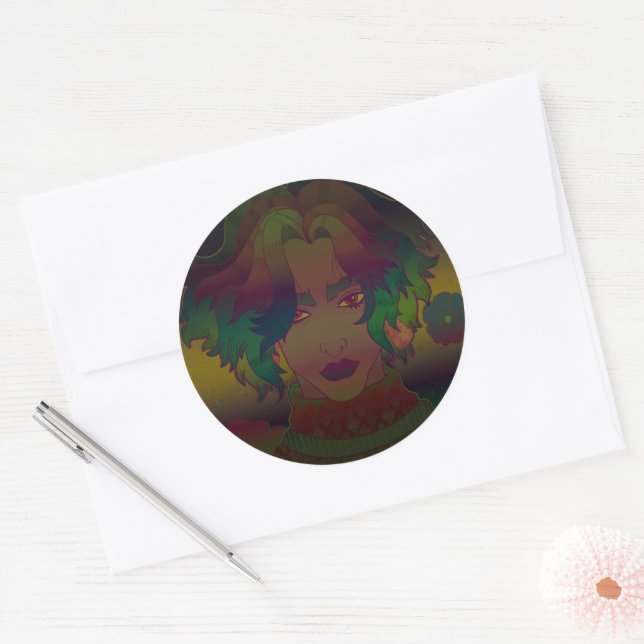 Flowers Classic Round Sticker (Envelope)