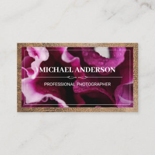 Flowers Close Up Leather Border Business Card
