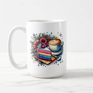 Flowers, Coffee and Rainbow Cake Personalised Mug