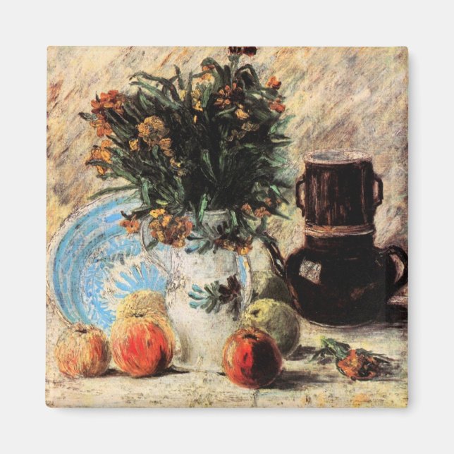 Flowers, Coffeepot and Fruit by Vincent van Gogh Magnet (Front)