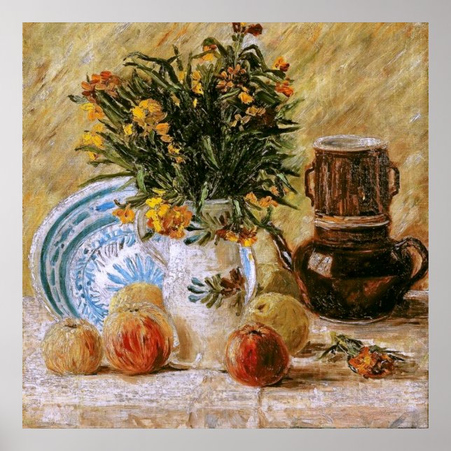 Flowers Coffeepot and Fruit Van Gogh Fine Art Poster (Front)