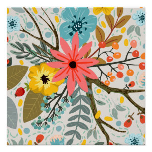 Flowers Colorful Watercolor Cute Poster