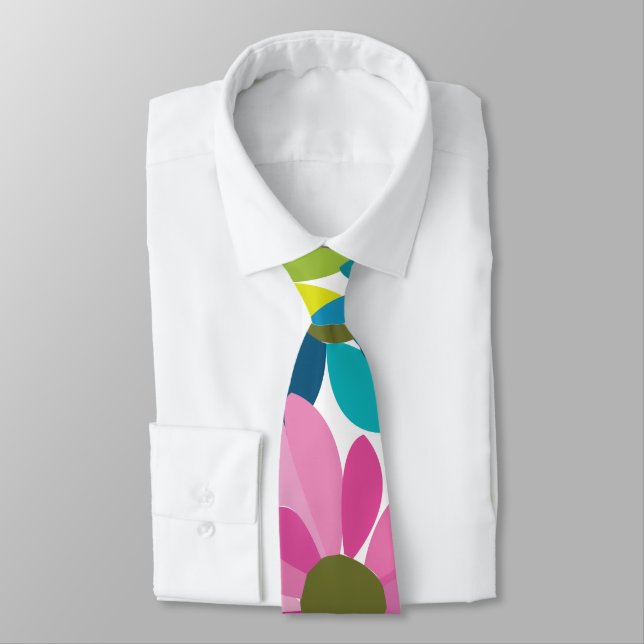 Flowers Colourful Flowers Tie (Tied)