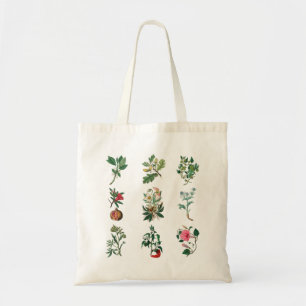 Flowers colourful fruits and vegetable illustratio tote bag