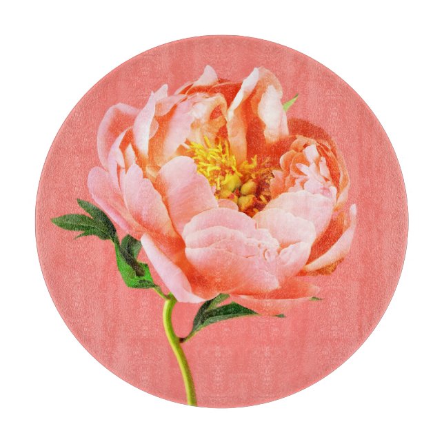 Flowers | Coral Peony Blossom Cutting Board (Front)