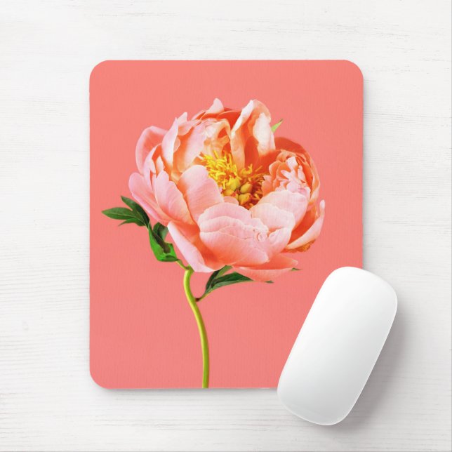 Flowers | Coral Peony Blossom Mouse Mat (With Mouse)