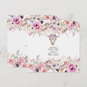Flowers & Cow Skull Rustic Country Glam Invitation