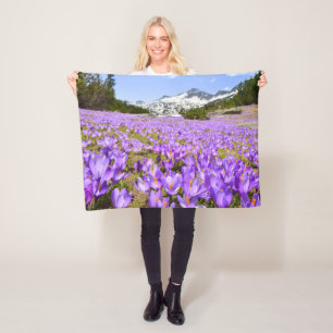 Flowers Crocus Pirin Mountain Park Bulgaria Fleece Blanket