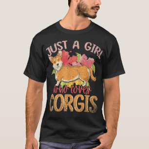 Flowers Cute Corgi Lover Girls Women Dog Owner Cor T-Shirt