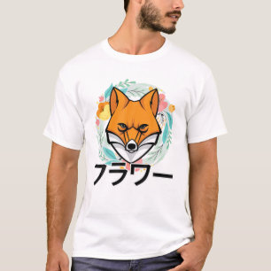 Flowers - Cute Kawaii Anime Fox - Japanese Aesthet T-Shirt