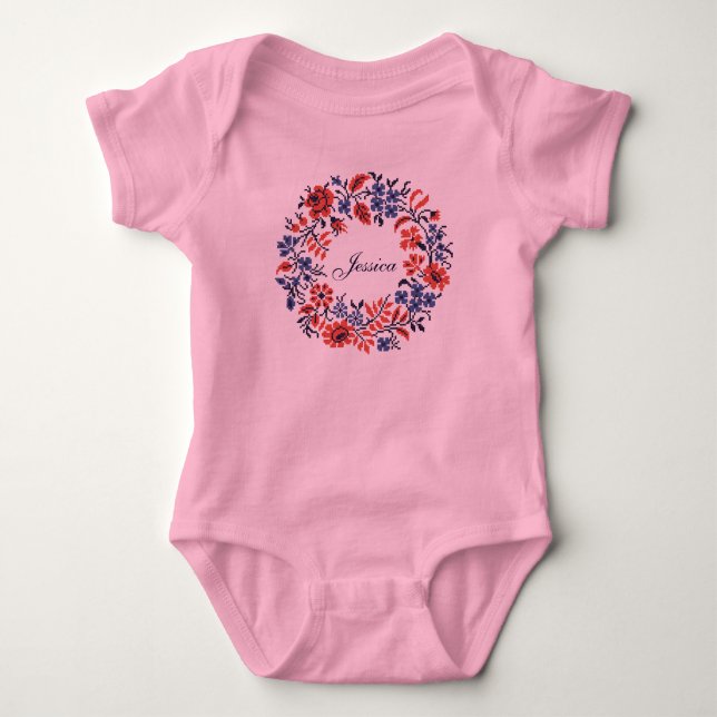 Flowers cycle baby bodysuit (Front)