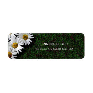 Flowers Daisies Modern Elegant Return Address