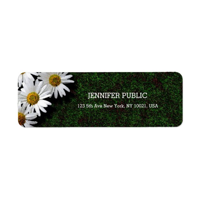 Flowers Daisies Modern Elegant Return Address (Front)