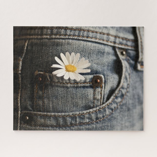 Flowers | Daisy in Jeans Pocket Jigsaw Puzzle (Horizontal)