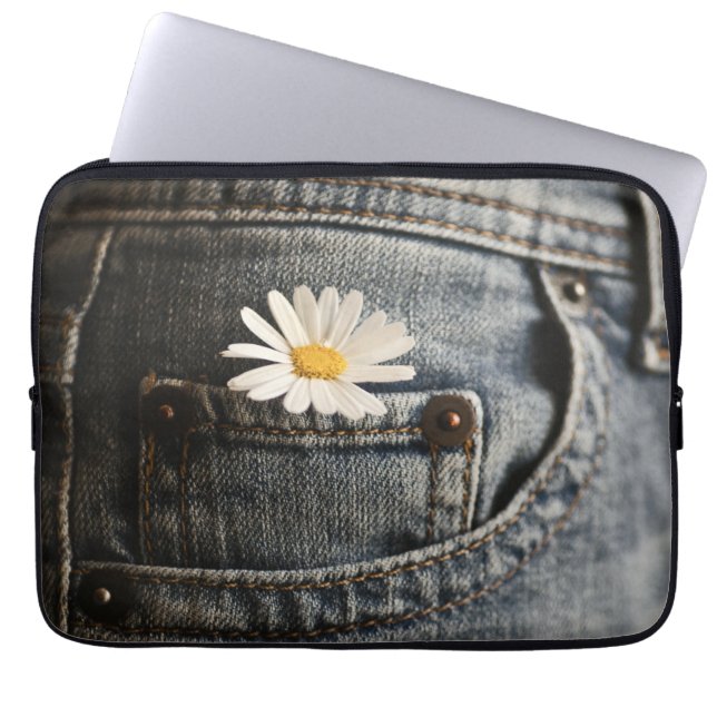 Flowers | Daisy in Jeans Pocket Laptop Sleeve (Front)