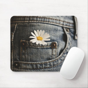 Flowers Daisy in Jeans Pocket Mouse Mat
