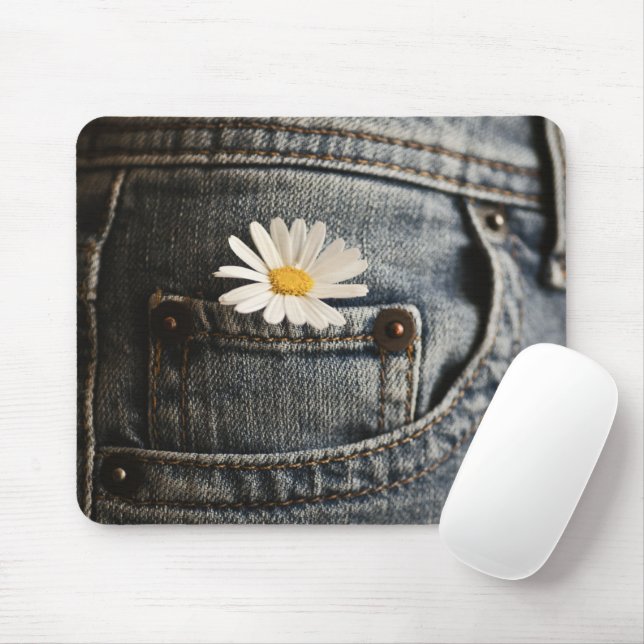Flowers | Daisy in Jeans Pocket Mouse Mat (With Mouse)