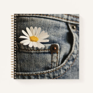 Flowers Daisy in Jeans Pocket Notebook