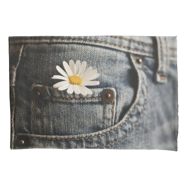 Flowers | Daisy in Jeans Pocket Pillowcase (Front)