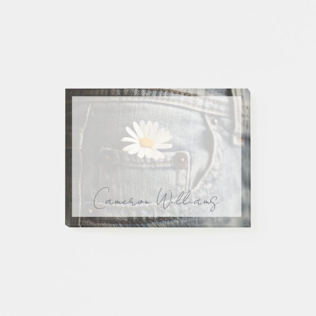Flowers | Daisy in Jeans Pocket Post-it Notes (Front)