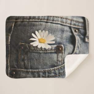 Flowers   Daisy in Jeans Pocket Sherpa Blanket