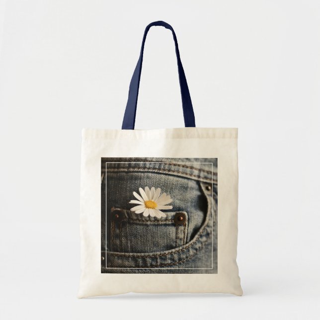 Flowers | Daisy in Jeans Pocket Tote Bag (Front)