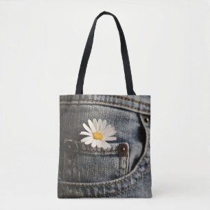 Flowers   Daisy in Jeans Pocket Tote Bag