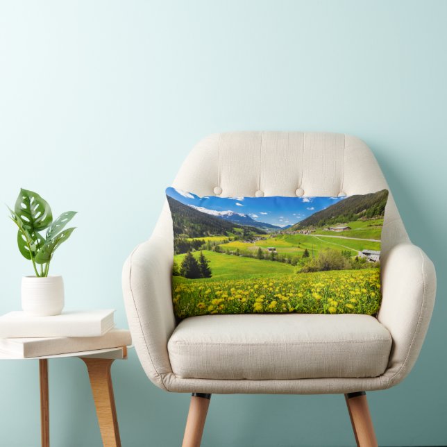 Flowers | Dandelion Canton of Grisons, Switzerland Lumbar Cushion (Chair)