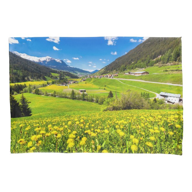 Flowers | Dandelion Canton of Grisons, Switzerland Pillowcase (Front)