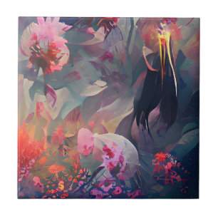Flowers dark fantasy digital art  tile